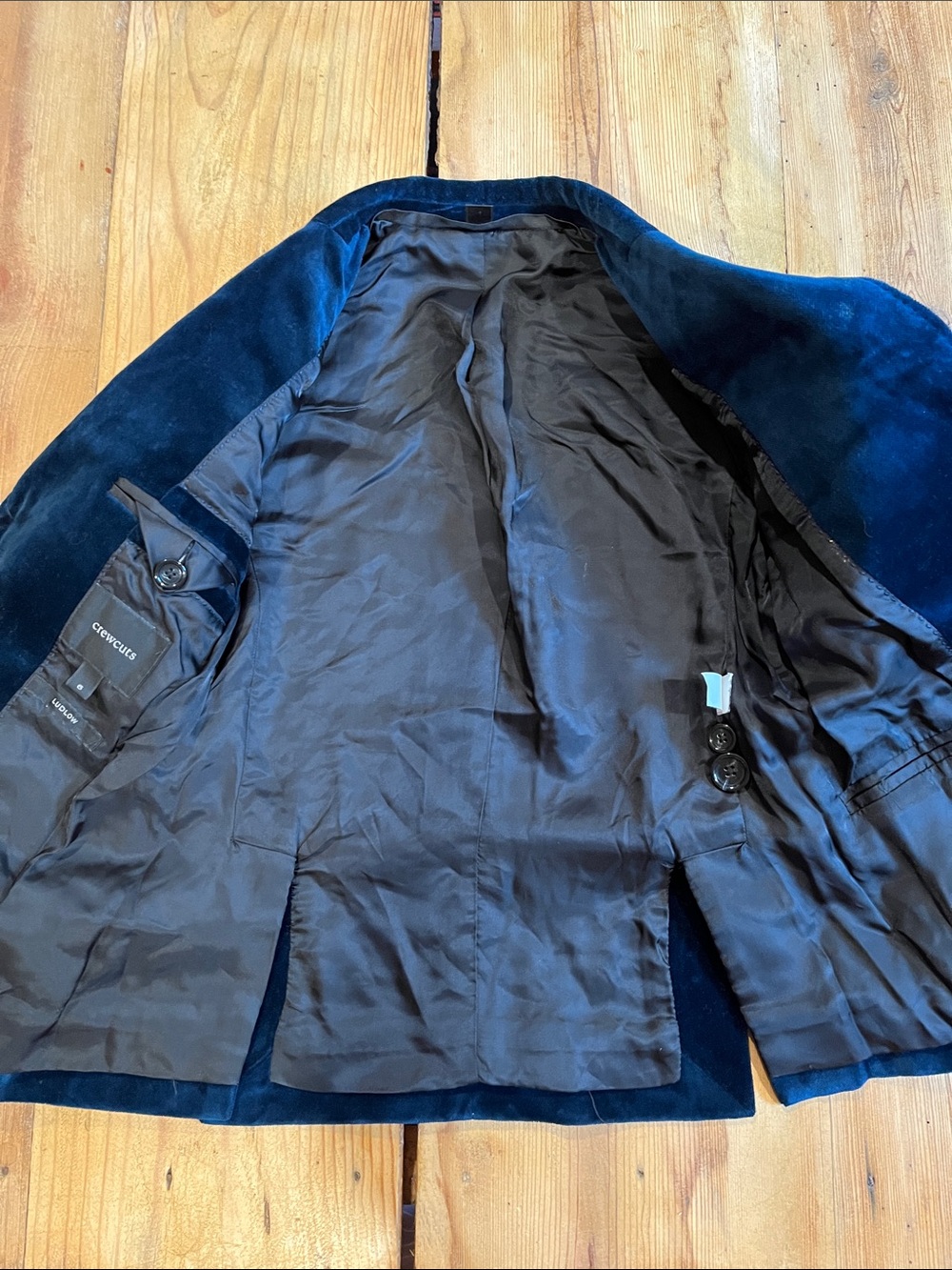 CREWCUTS 6 Blue Velvet Ludlow Blazer Jacket Holiday Lapel Collar - Picture 5 of 9